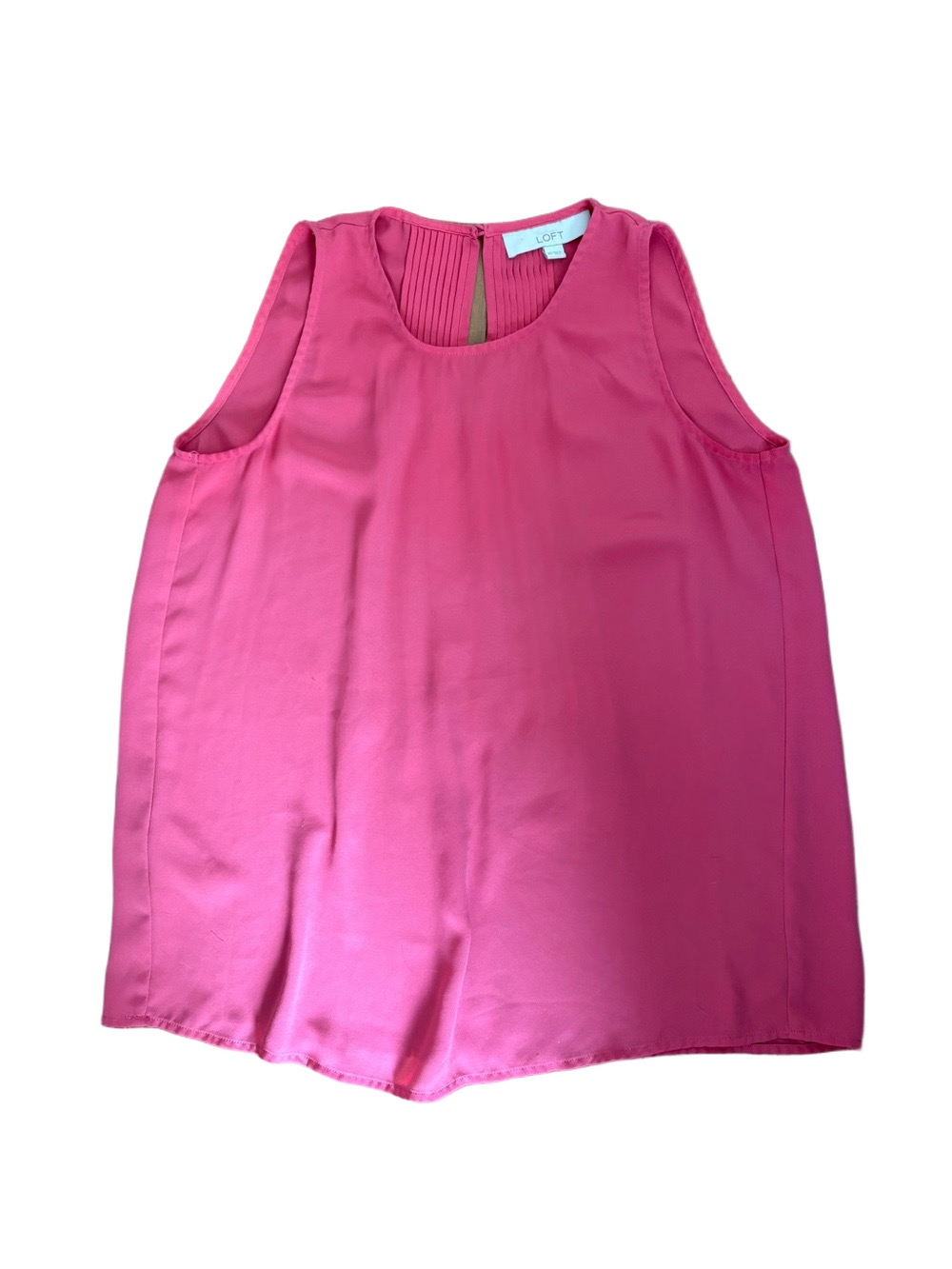 LOFT Coral Pink Sleeveless Pleat-Back Shell Top
